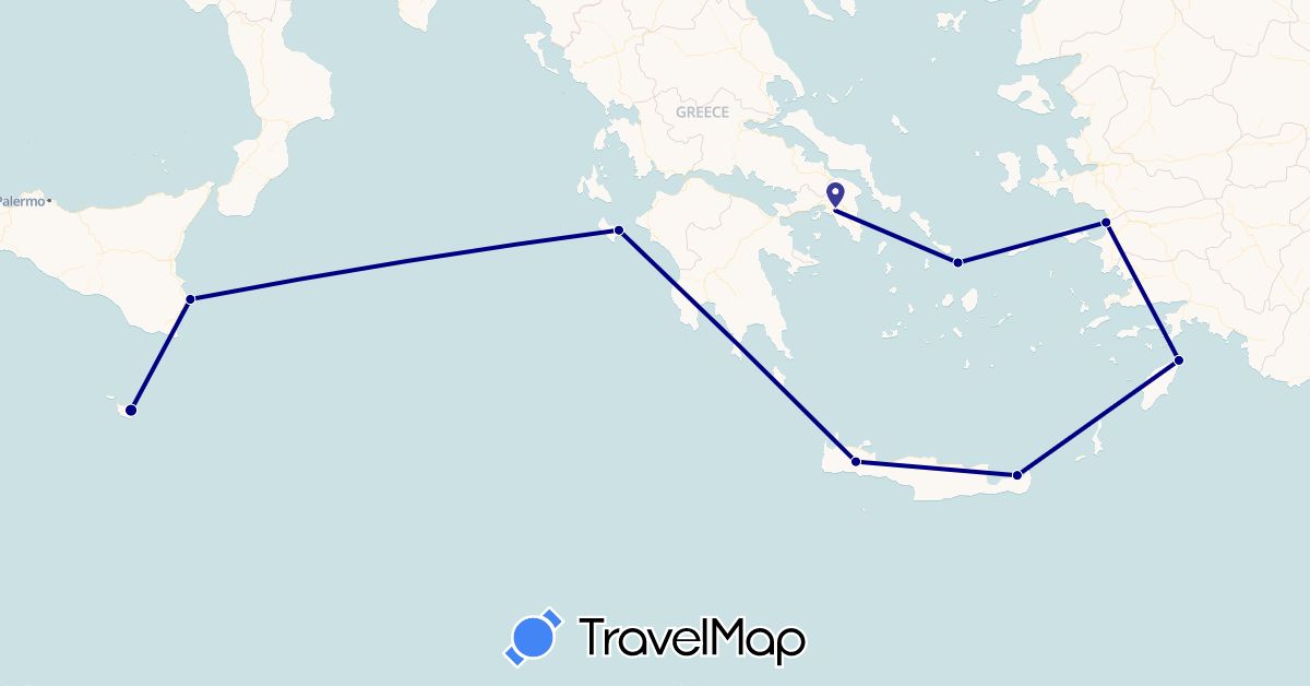 TravelMap itinerary: driving in Greece, Italy, Malta, Turkey (Asia, Europe)